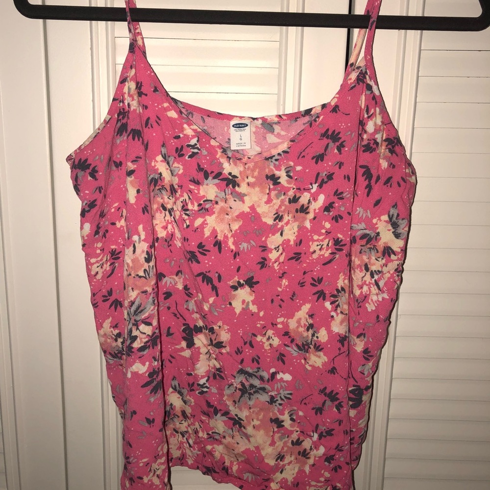 Pink floral crop tank top